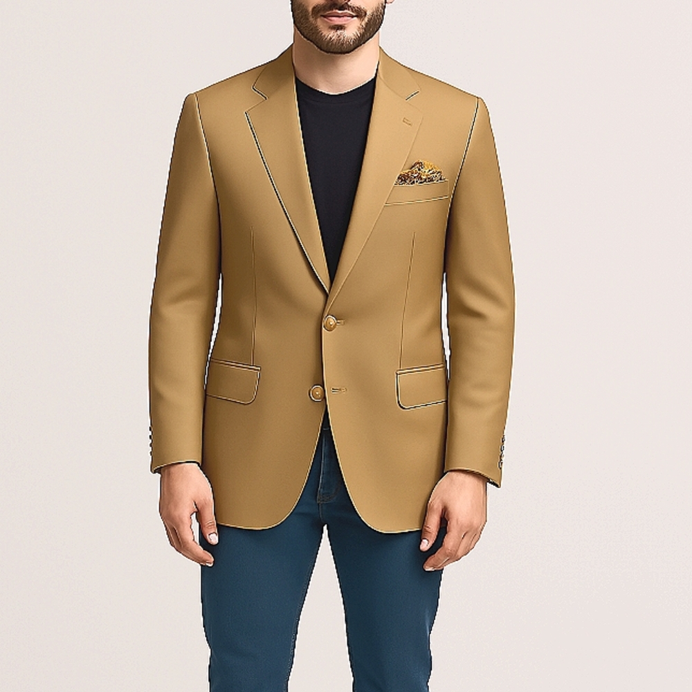 Stanley Blacker 2 Button Tapered Blazer Tan 42 Reg